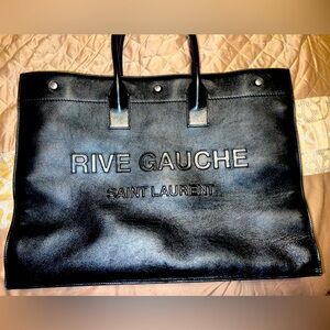 YSL Rive Gauche black leather tote(unisex)